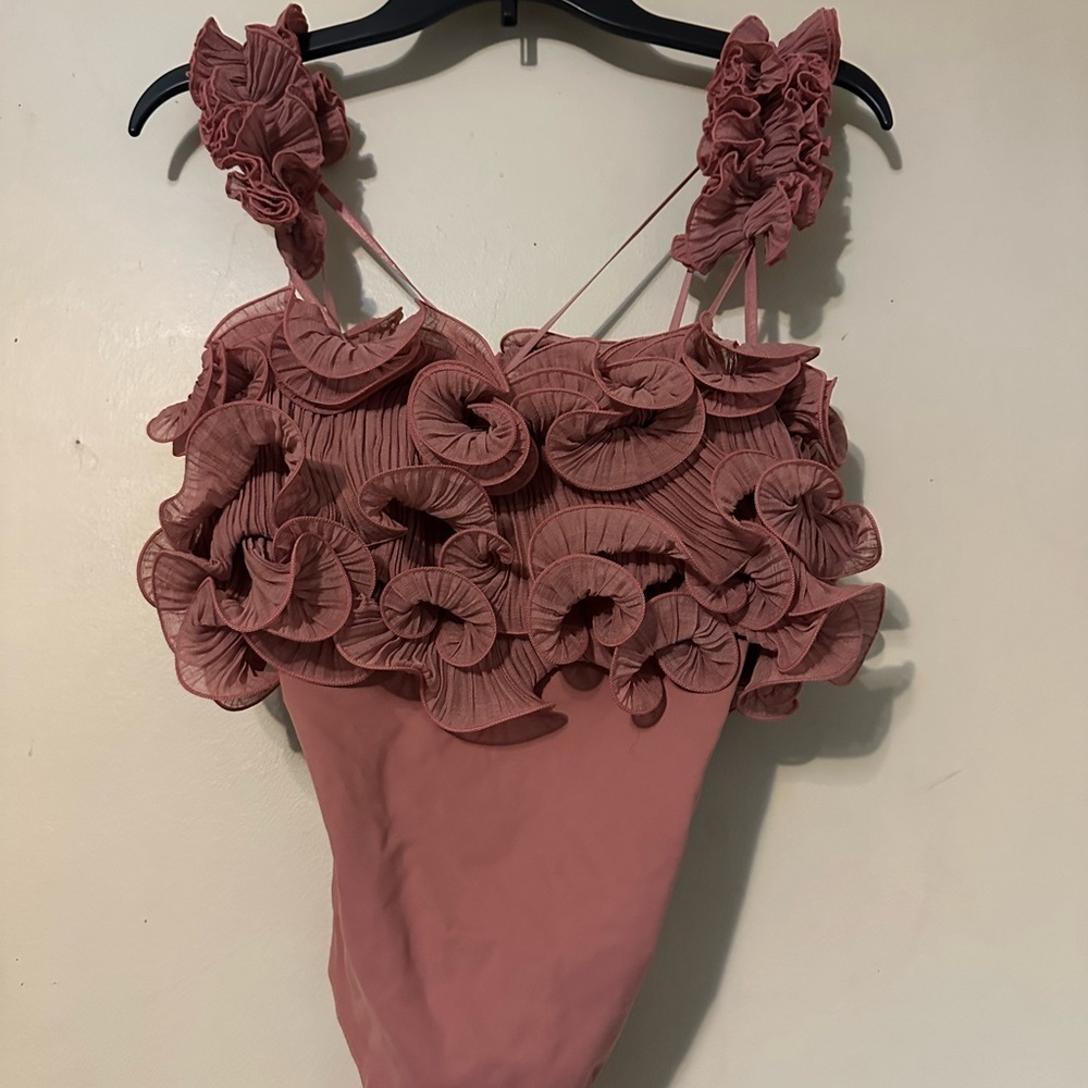 Free People Ruffled Mauve Tank Top - Picture 2 of 5